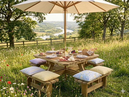 Solid wood square picnic - wood,